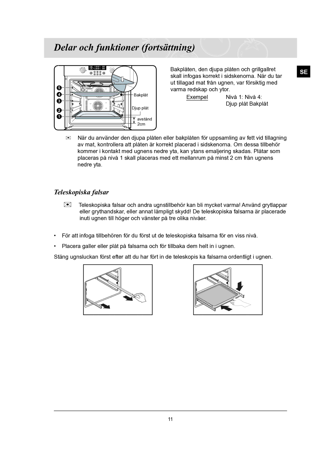 Samsung BT62TQBPST/XEE manual Teleskopiska falsar 