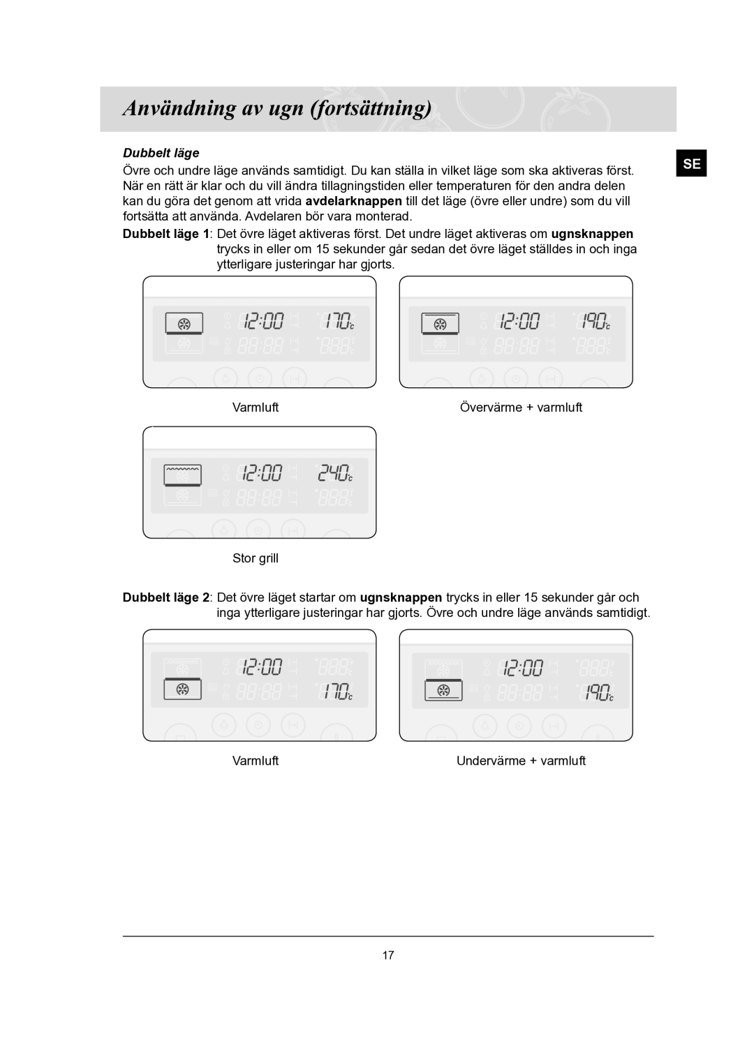 Samsung BT62TQBPST/XEE manual Dubbelt läge 