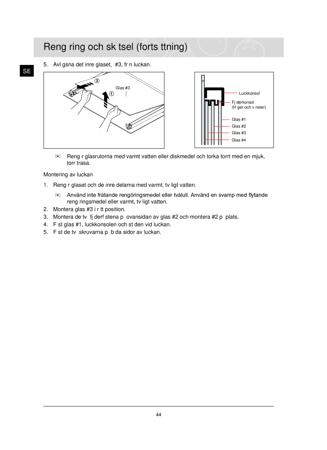 Samsung BT62TQBPST/XEE manual Montering av luckan 