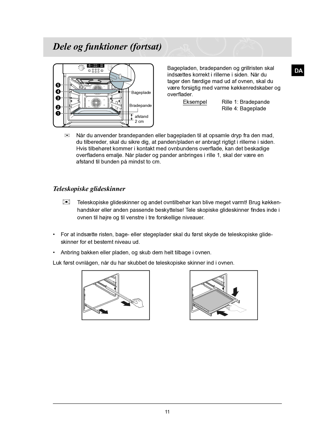 Samsung BT62TQBPST/XEE manual Teleskopiske glideskinner 