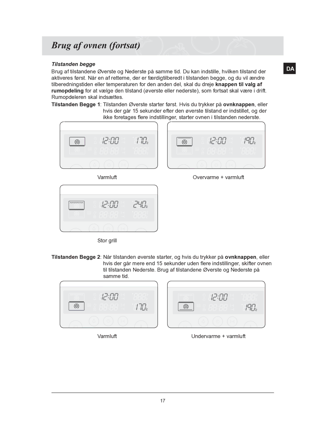 Samsung BT62TQBPST/XEE manual Tilstanden begge 