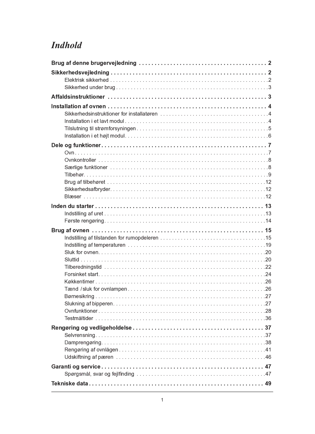 Samsung BT62TQBPST/XEE manual Indhold 