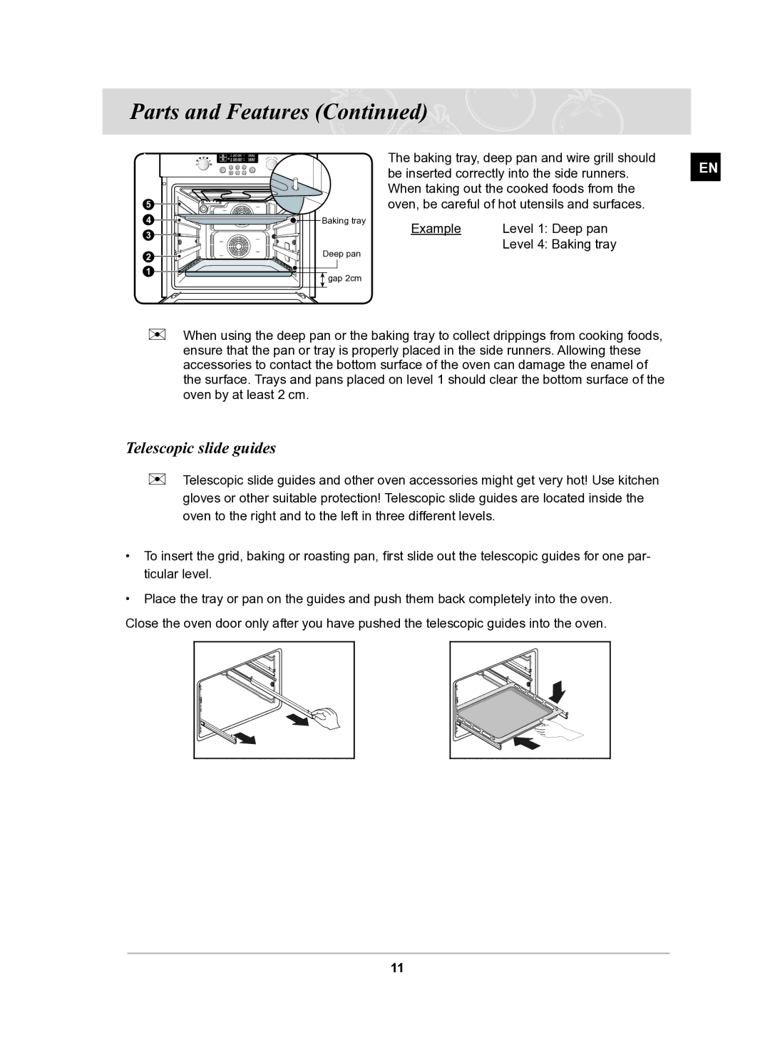 Samsung BT62TQBPST/XEE manual Telescopic slide guides 