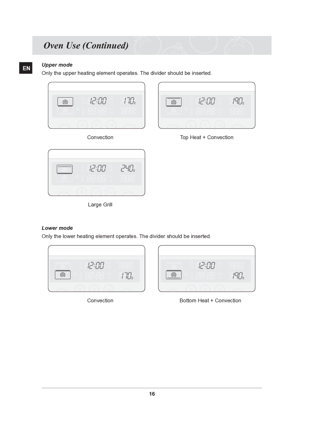 Samsung BT62TQBPST/XEE manual Upper mode, Lower mode 