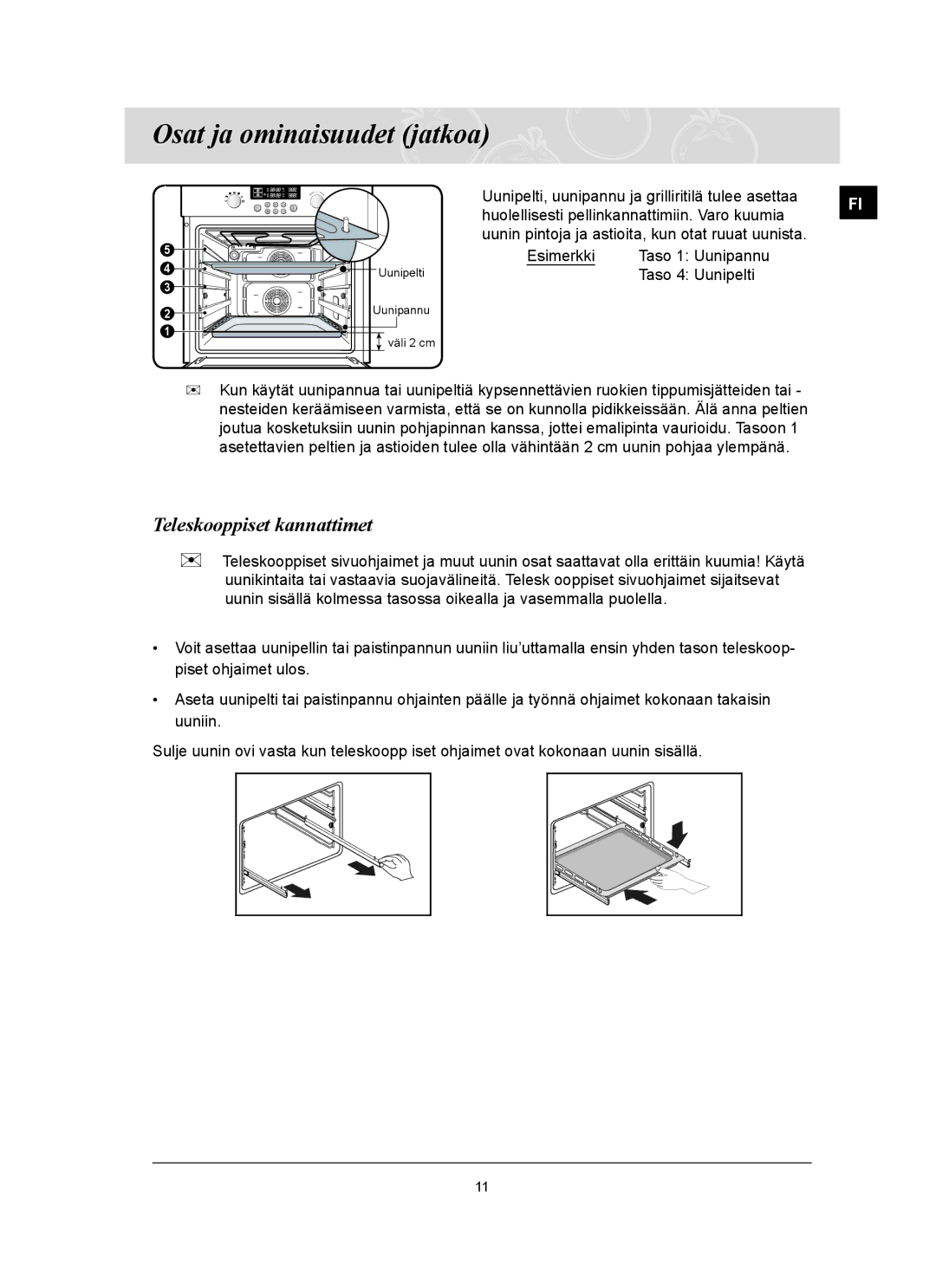 Samsung BT62TQBPST/XEE manual Teleskooppiset kannattimet 