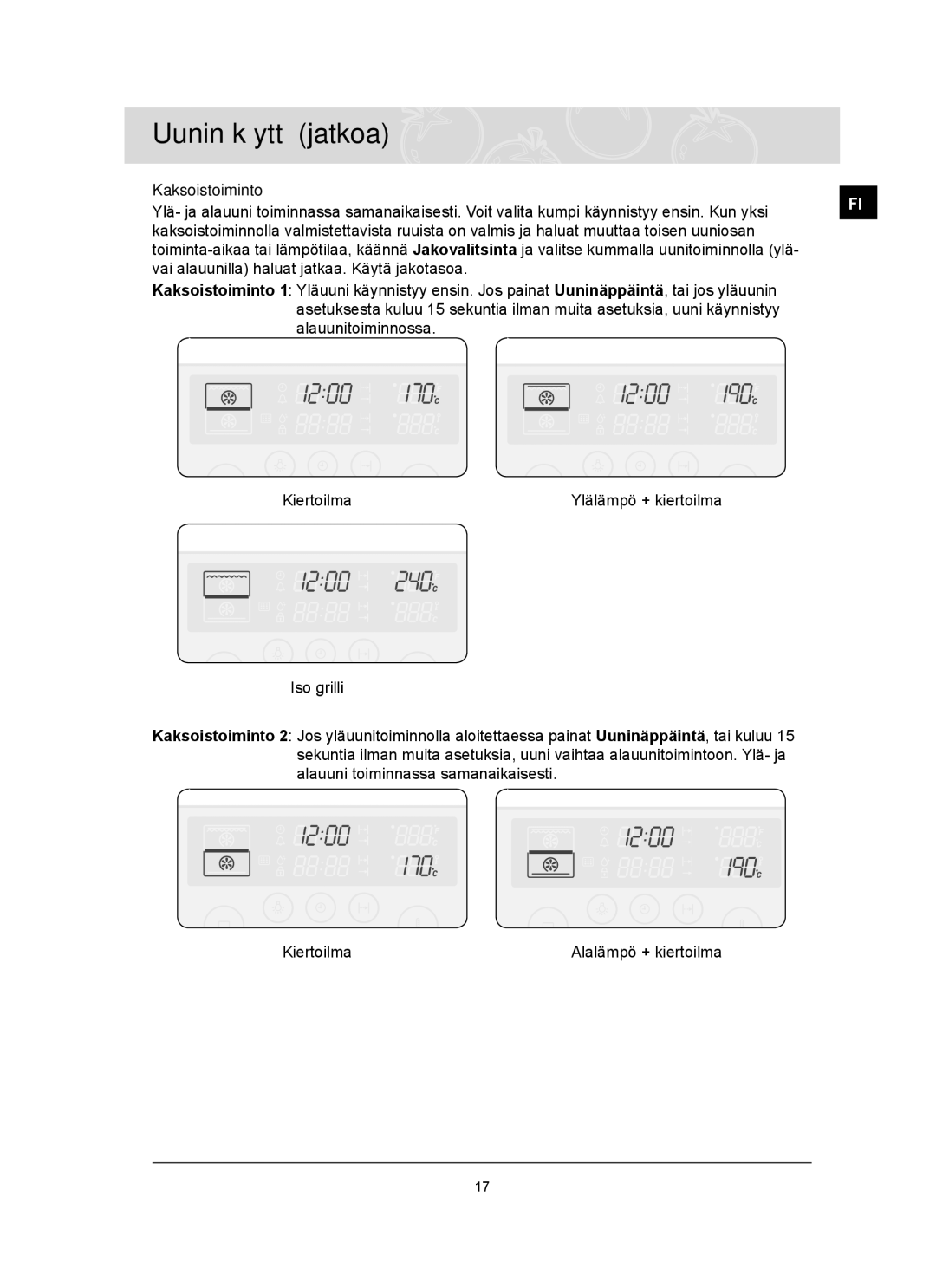 Samsung BT62TQBPST/XEE manual Kaksoistoiminto 