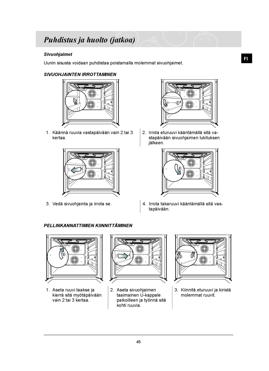 Samsung BT62TQBPST/XEE manual Sivuohjaimet, Sivuohjainten Irrottaminen 