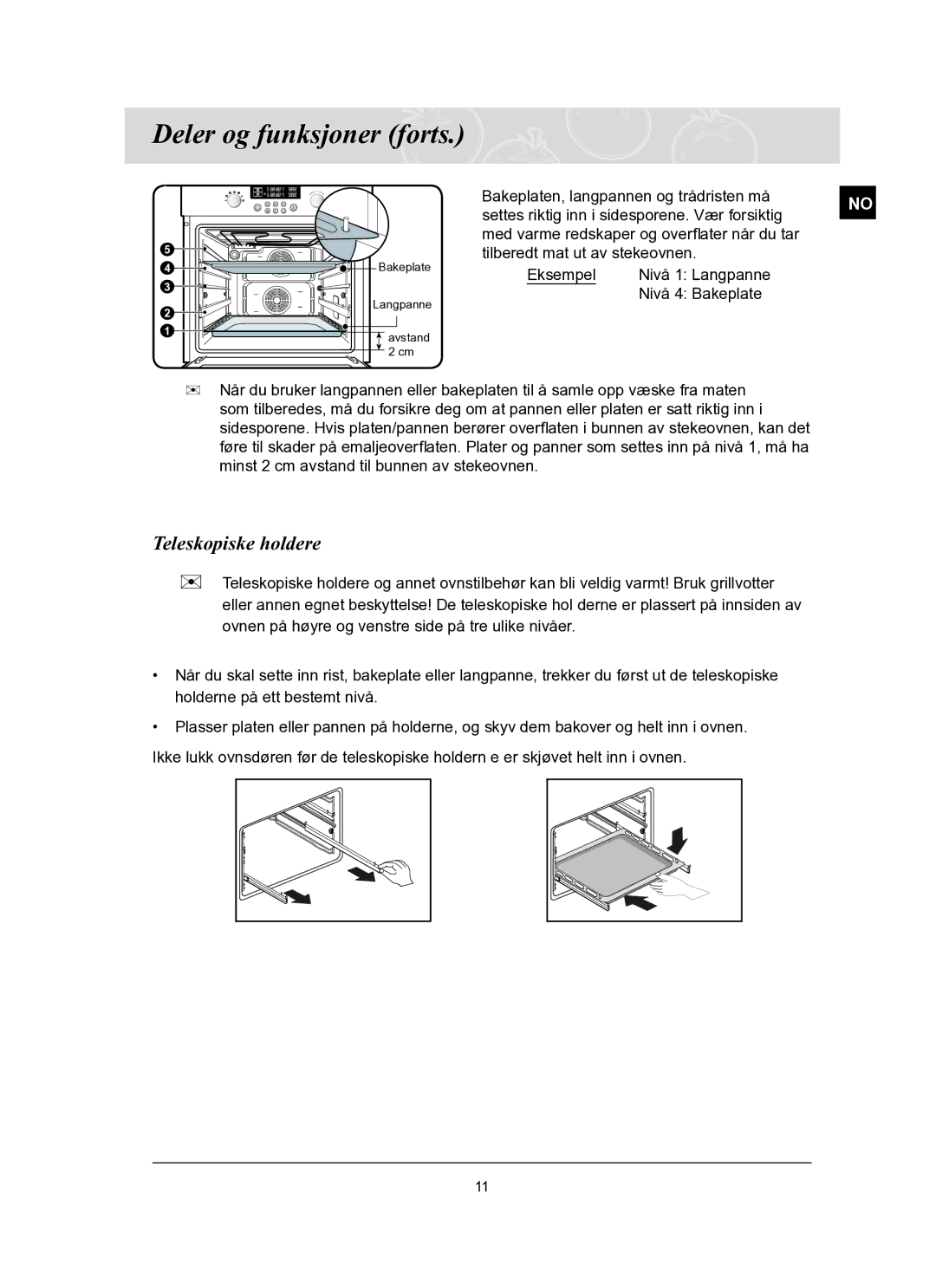 Samsung BT62TQBPST/XEE manual Teleskopiske holdere 