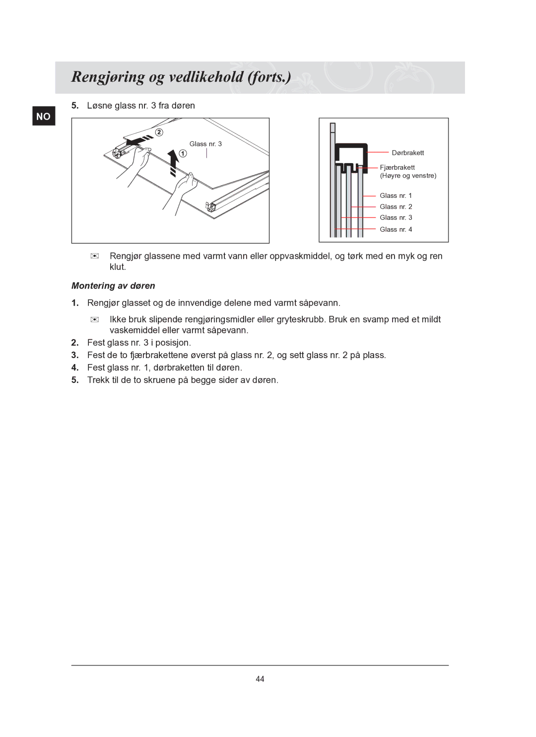 Samsung BT62TQBPST/XEE manual Montering av døren 