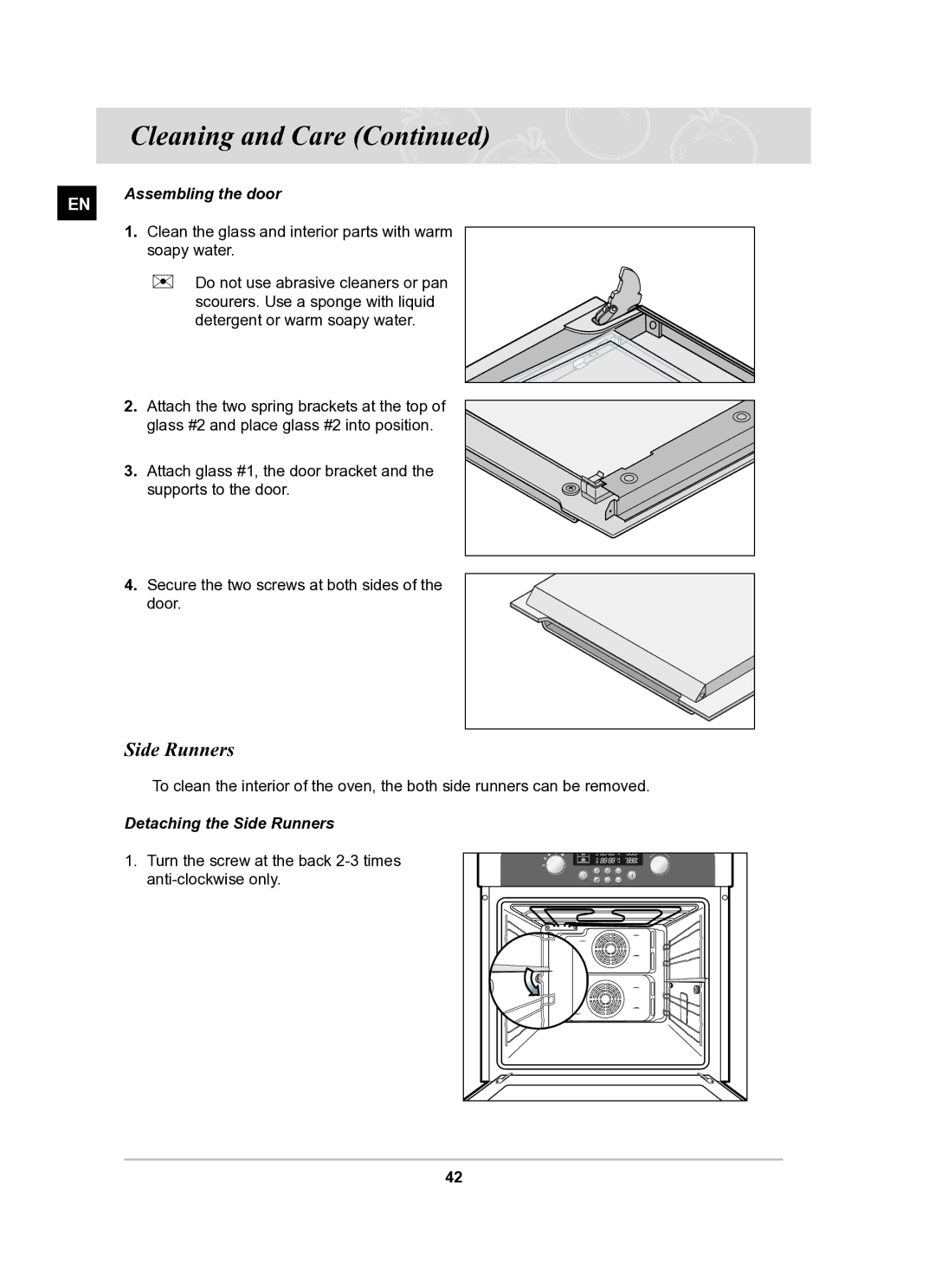 Samsung BT63CDAL/BOL manual Assembling the door, Detaching the Side Runners 