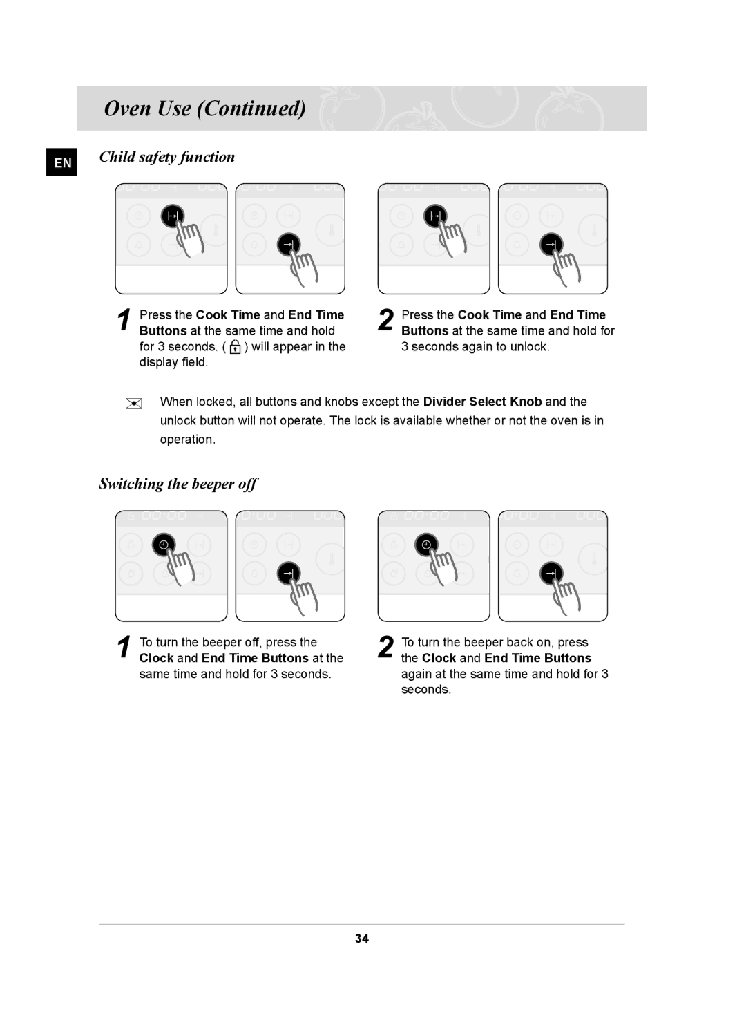 Samsung BT63CDGB/BOL manual Child safety function, Switching the beeper off 