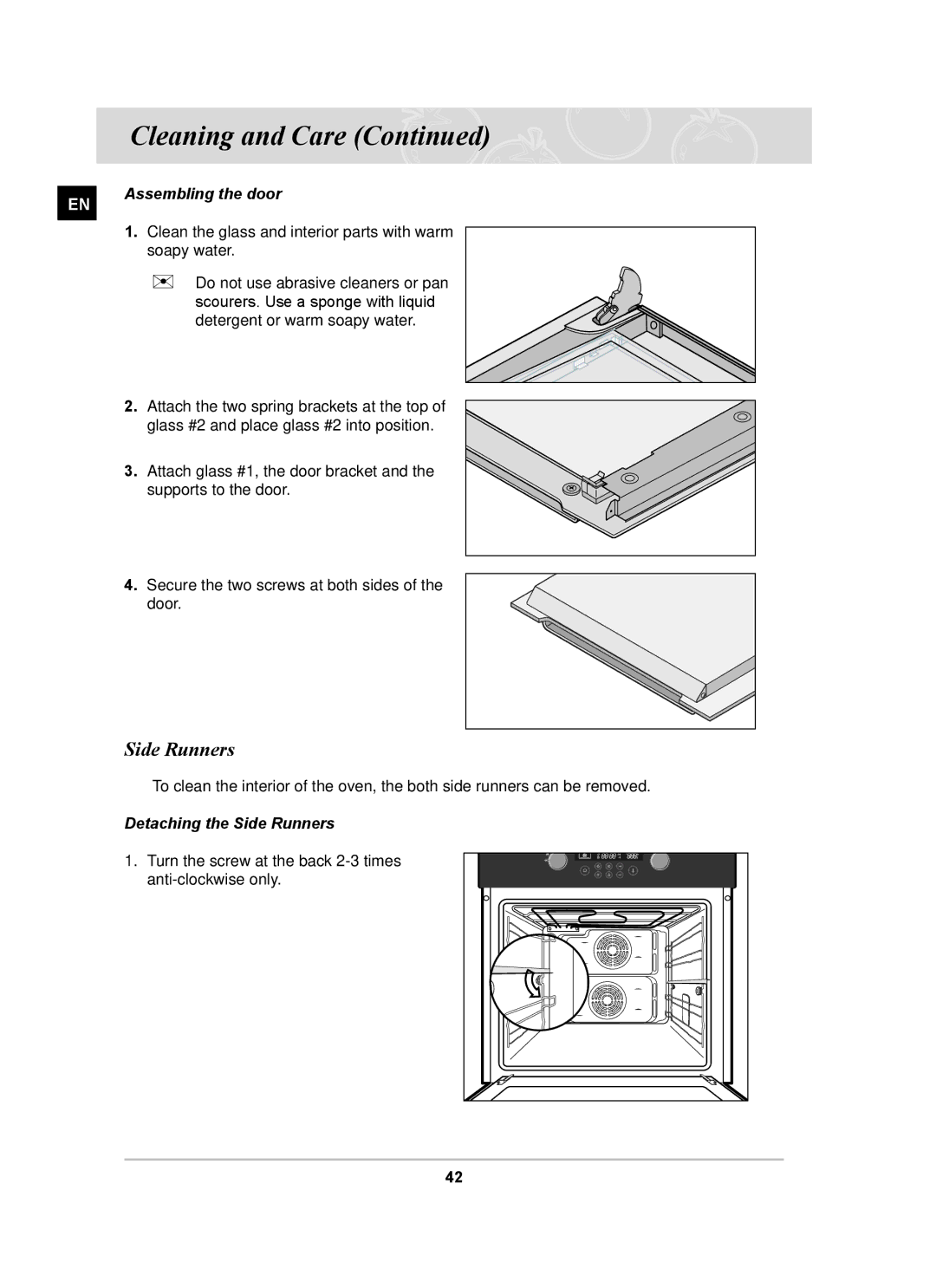 Samsung BT63CDGB/BOL manual Assembling the door, Detaching the Side Runners 