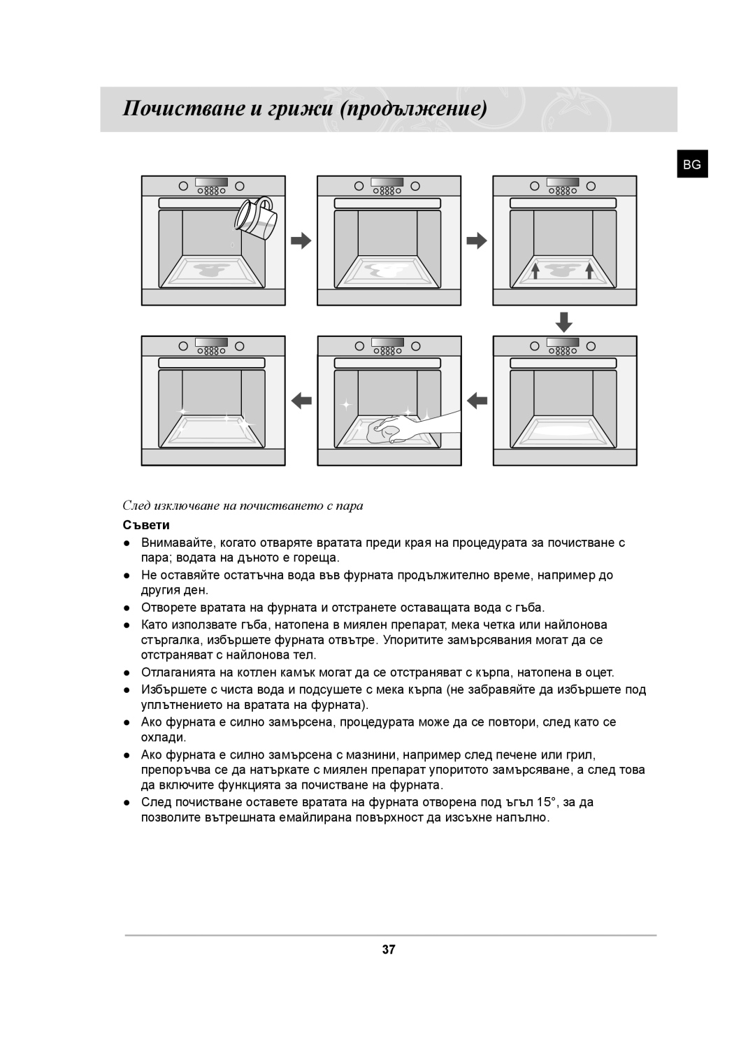 Samsung BT63TDFST/XEH, BT63TDFST/BOL manual Почистване и грижи продължение, Съвети 