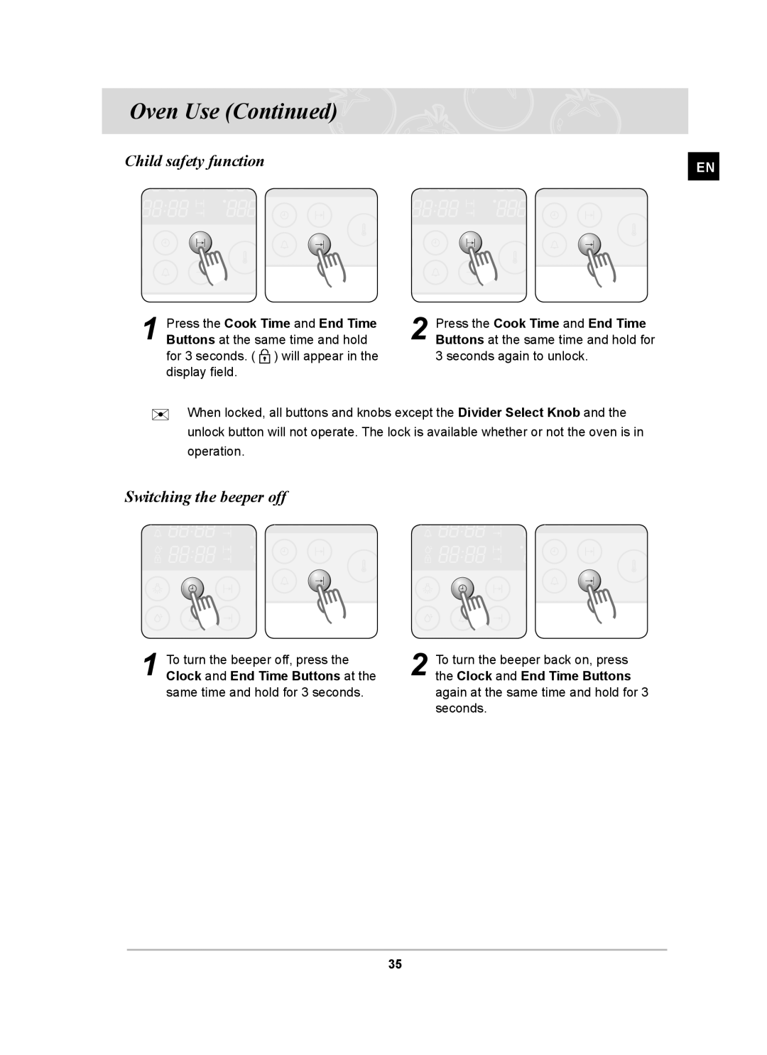 Samsung BT63TDFST/XEH, BT63TDFST/BOL manual Child safety function, Switching the beeper off 