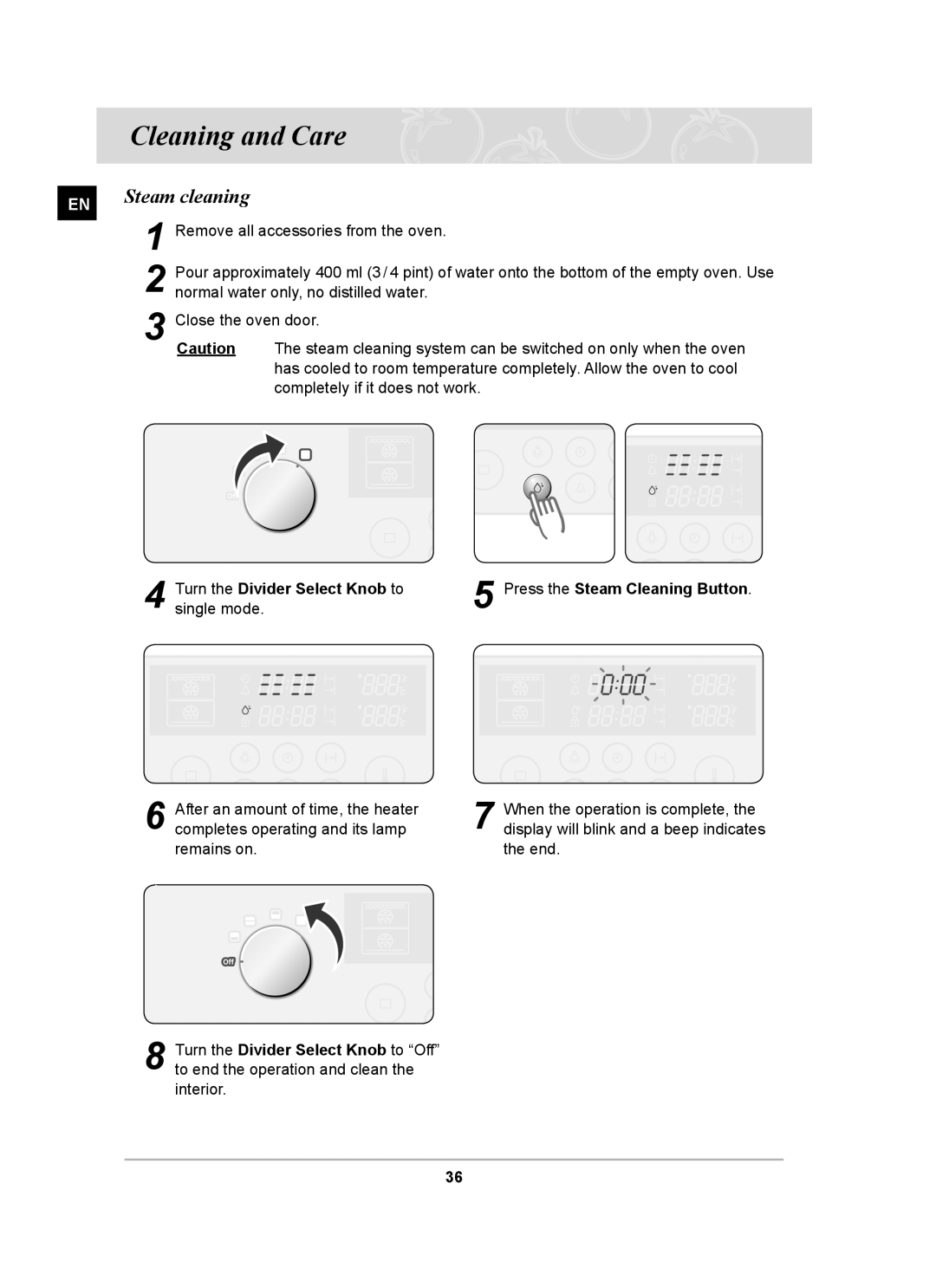 Samsung BT63TDFST/BOL, BT63TDFST/XEH manual Cleaning and Care, Steam cleaning 