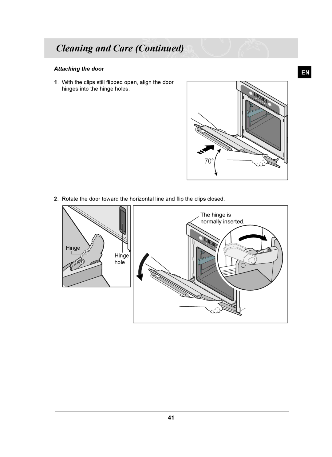 Samsung BT63TDFST/XEH, BT63TDFST/BOL manual Attaching the door 