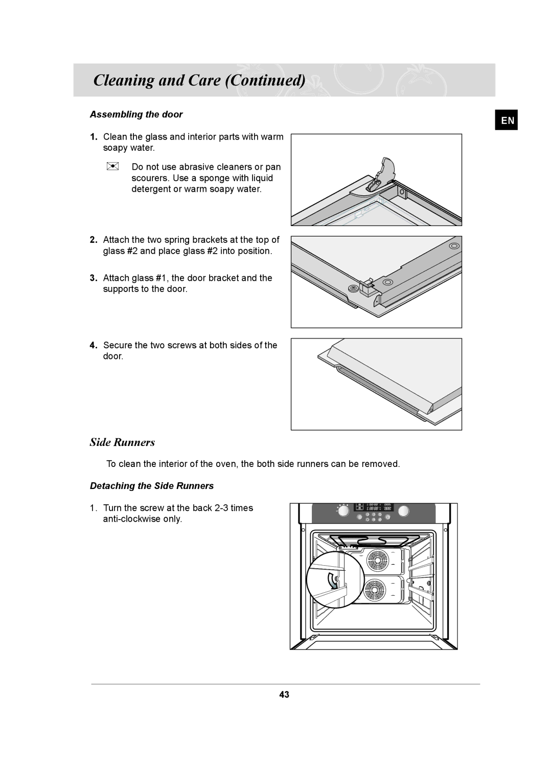 Samsung BT63TDFST/XEH, BT63TDFST/BOL manual Assembling the door, Detaching the Side Runners 