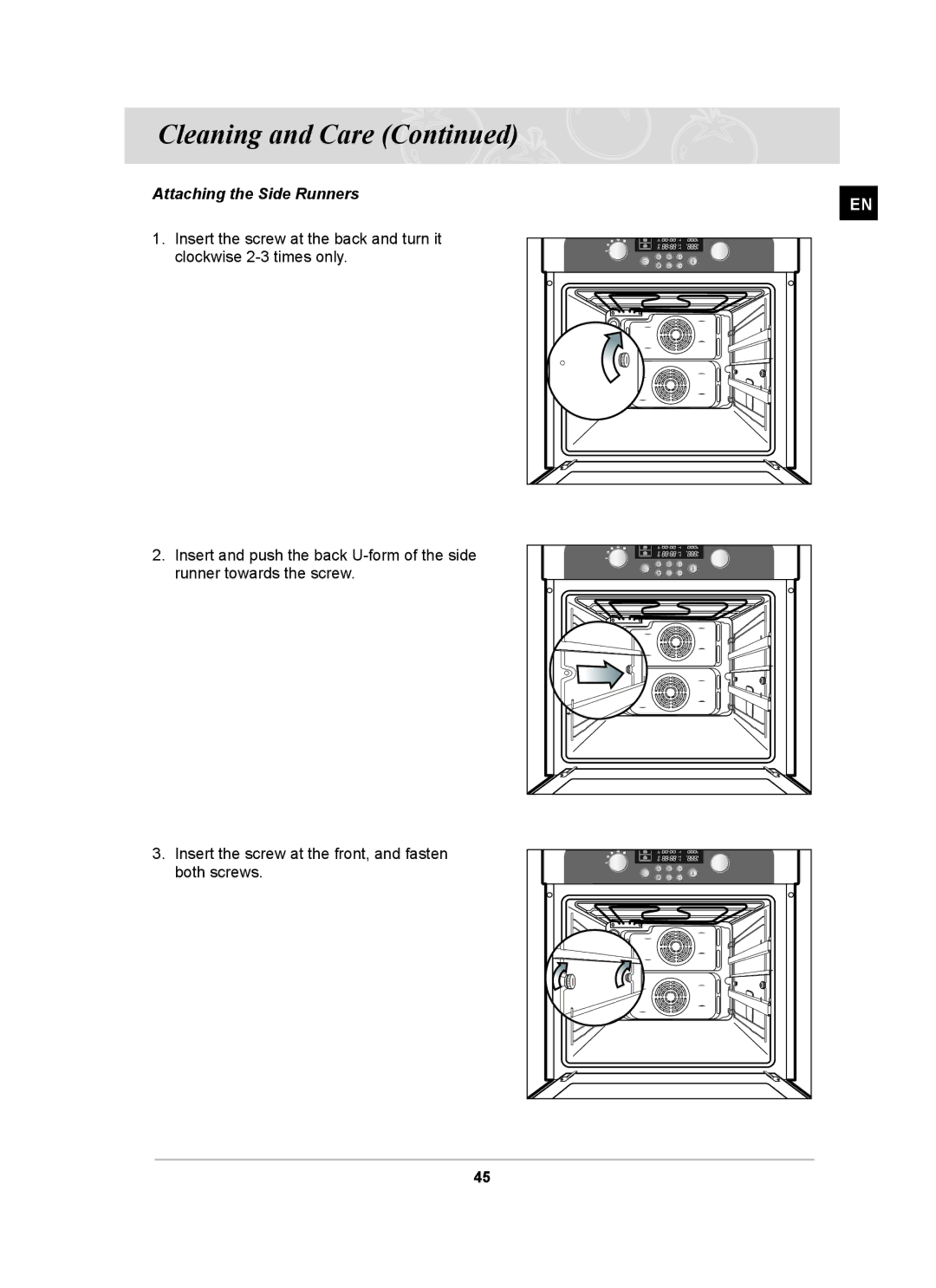 Samsung BT63TDFST/XEH, BT63TDFST/BOL manual Attaching the Side Runners 