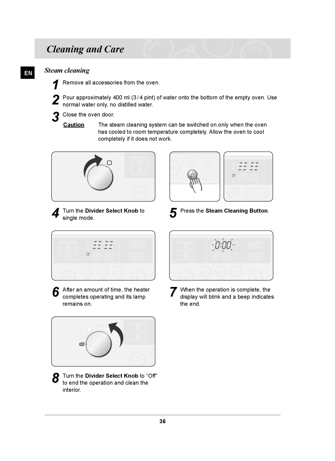 Samsung BT63TDFST/BOL, BT63TDFST/XEH manual Cleaning and Care, Steam cleaning 