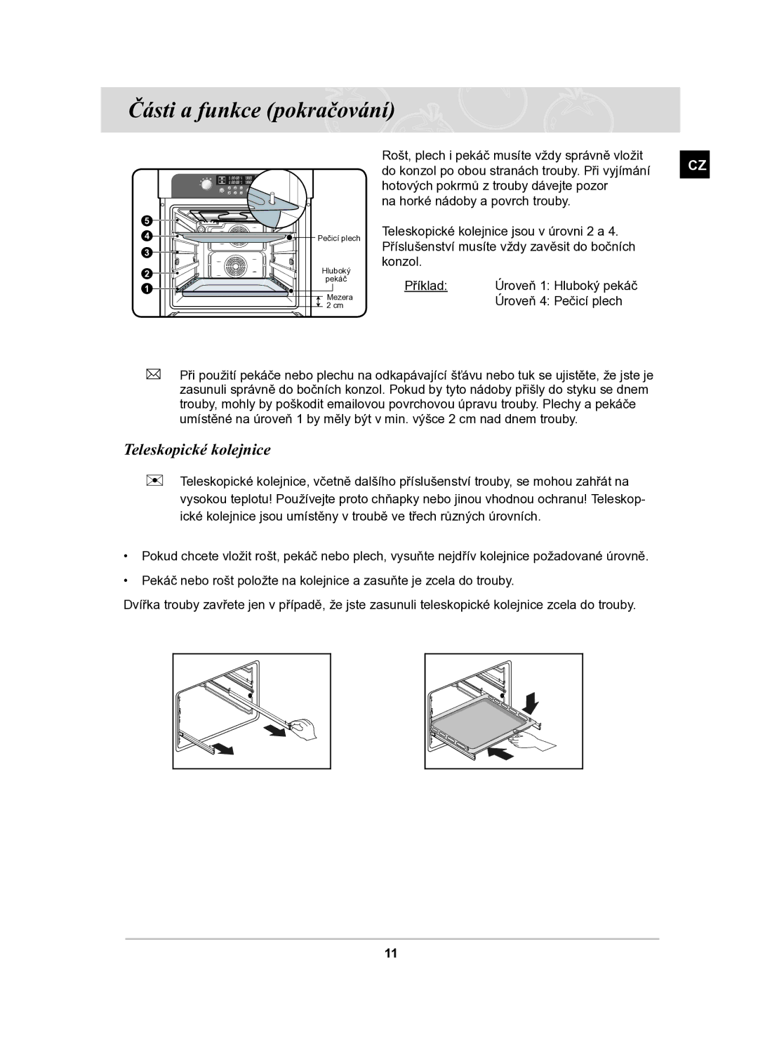 Samsung BT63TDFST/XEH manual Teleskopické kolejnice 