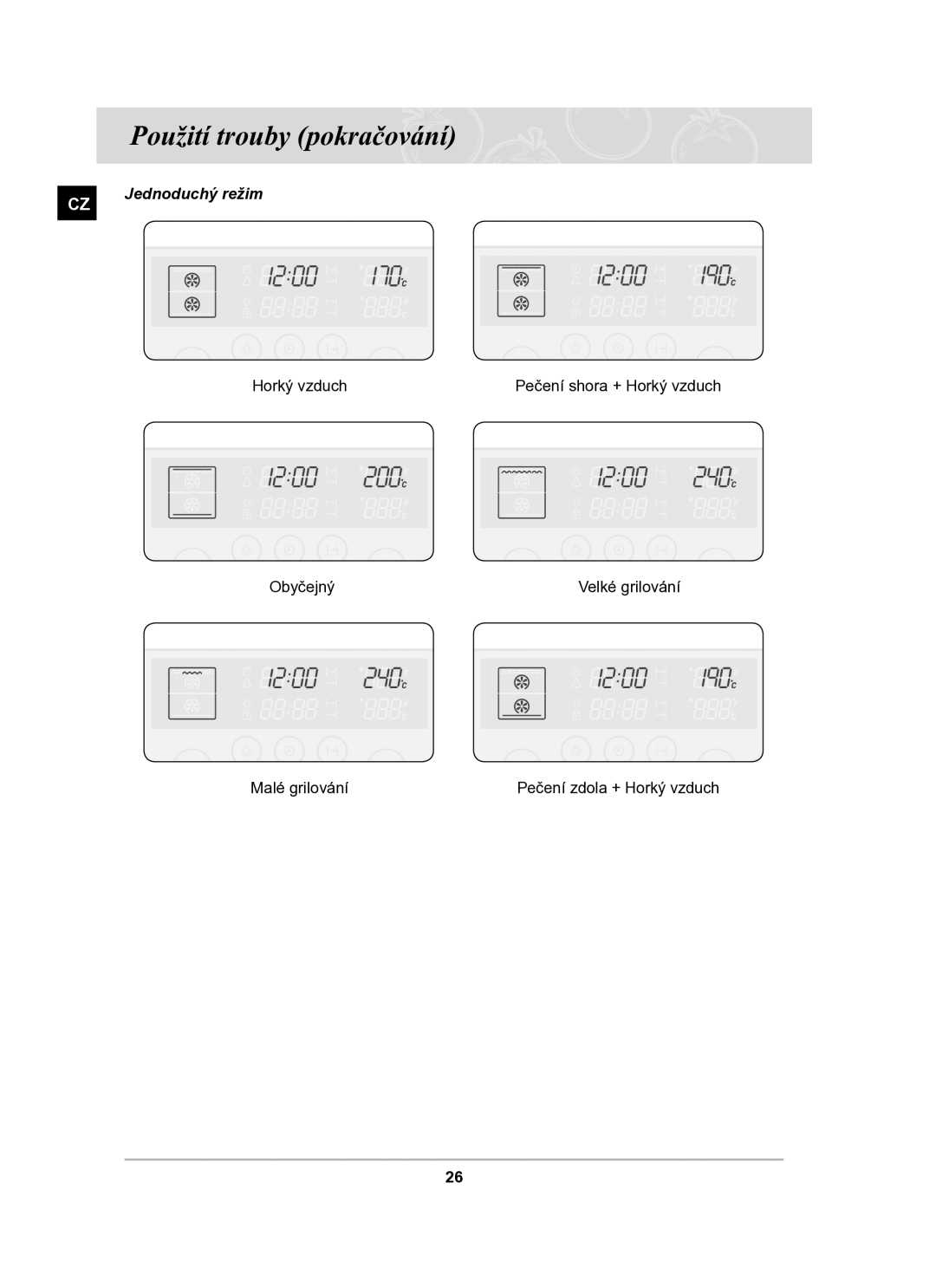 Samsung BT63TDFST/XEH manual Jednoduchý režim 