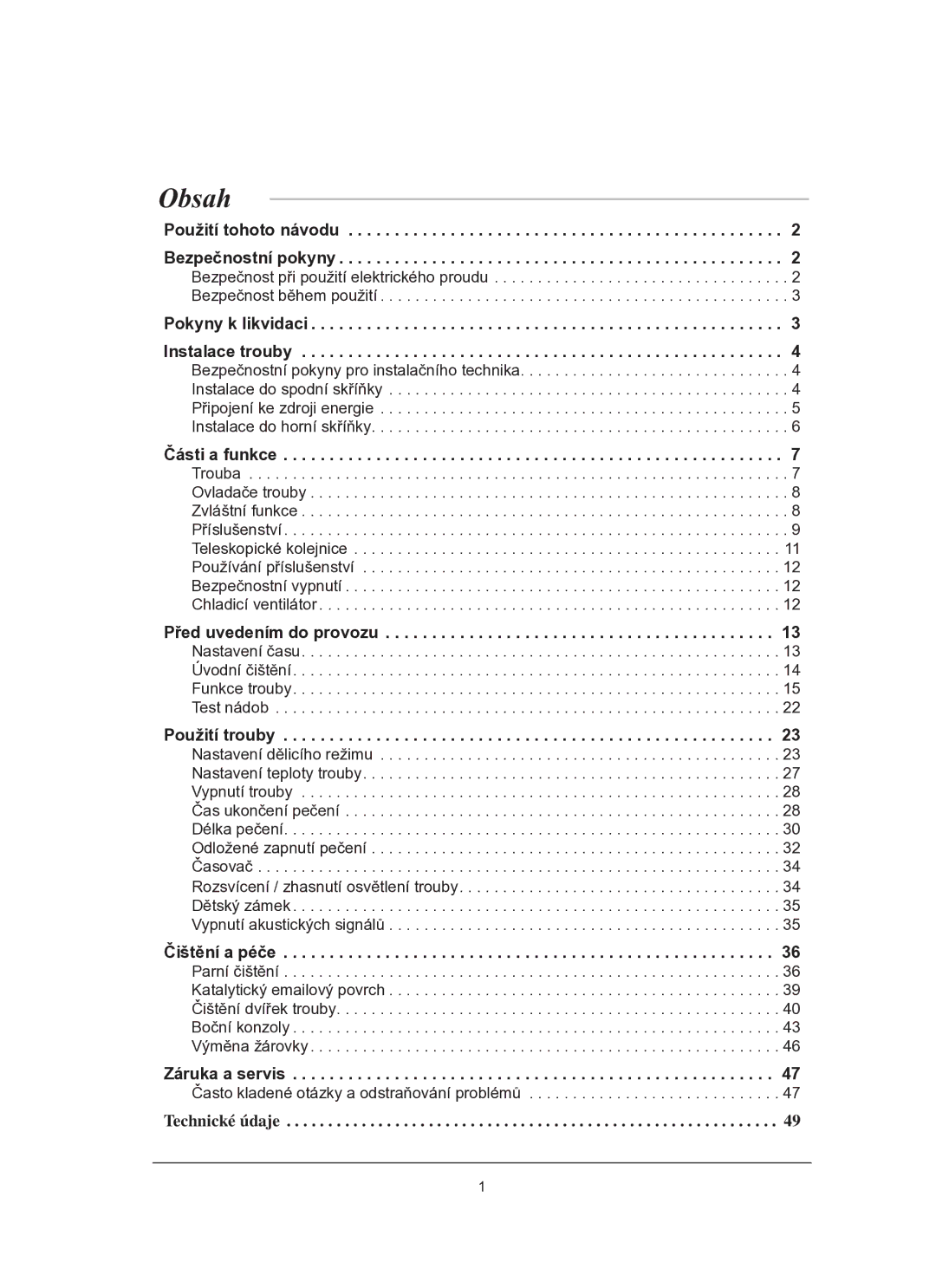 Samsung BT63TDFST/XEH manual Obsah 