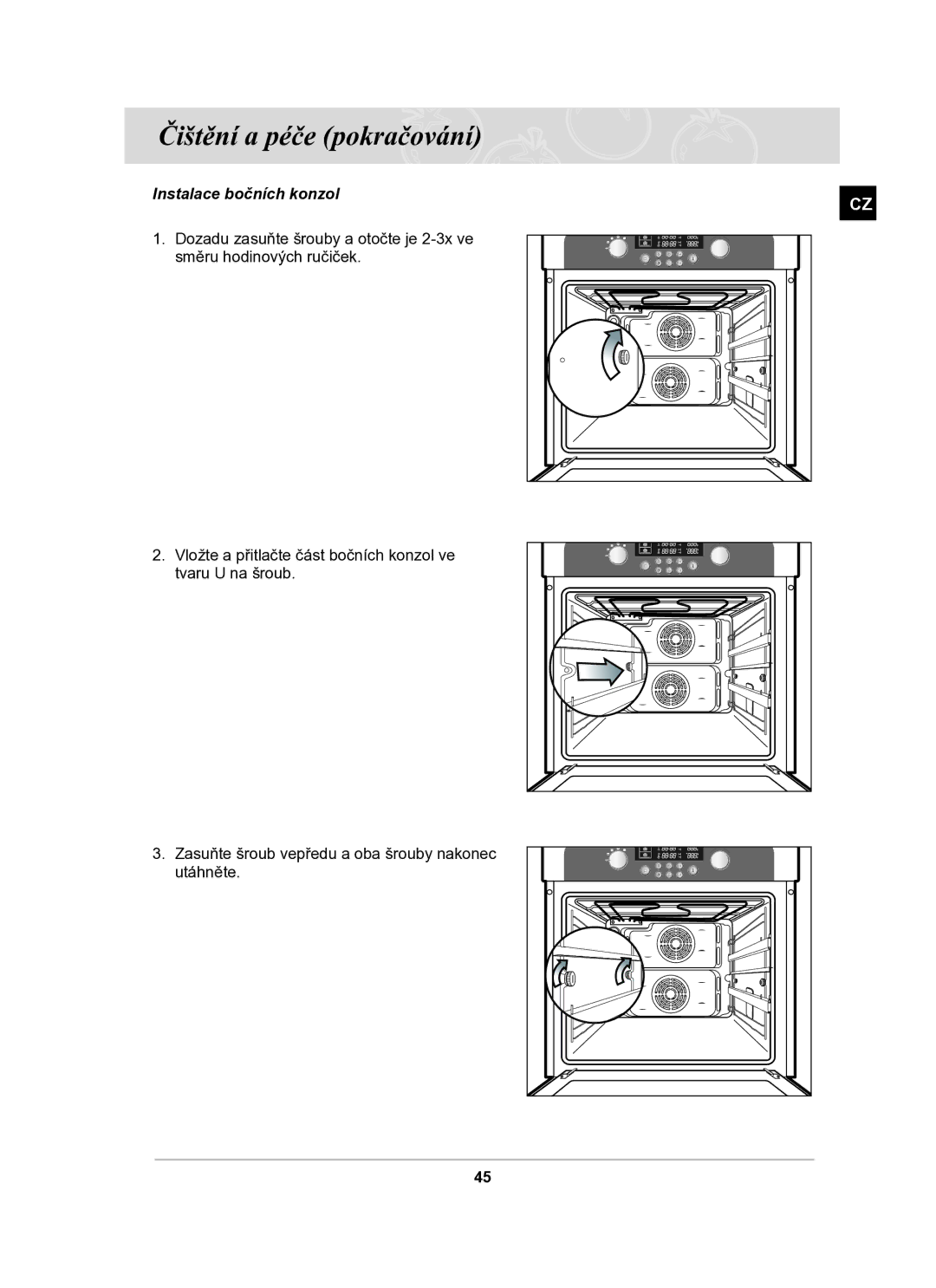 Samsung BT63TDFST/XEH manual Instalace bočních konzol 