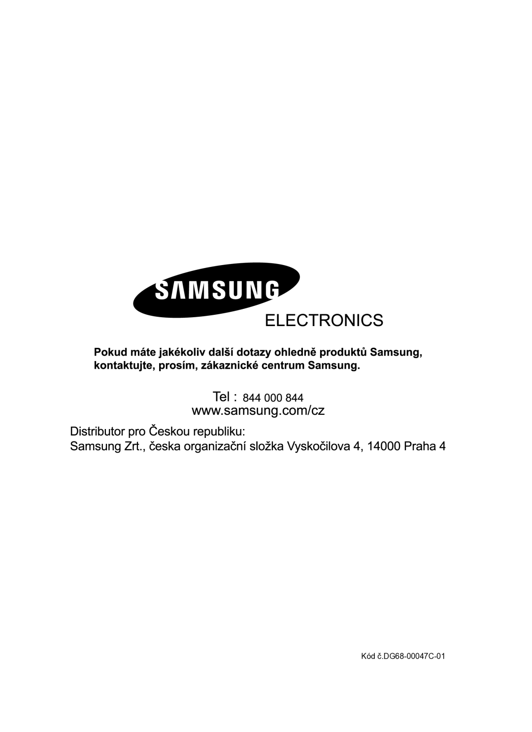 Samsung BT63TDFST/XEH manual Kód č.DG68-00047C-01 