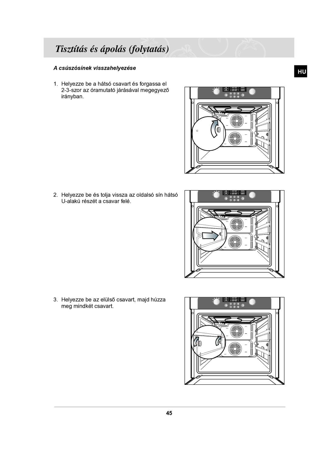 Samsung BT63TDFST/XEH manual Csúszósínek visszahelyezése 