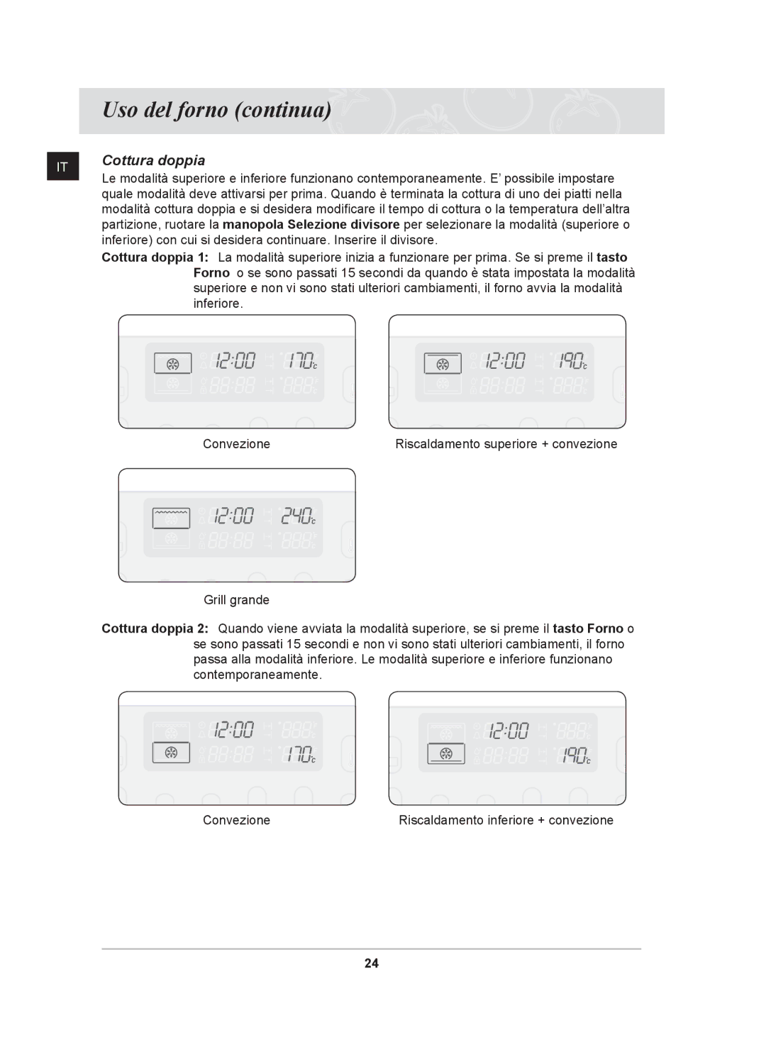 Samsung BT65CDBSTL/XET manual Cottura doppia 