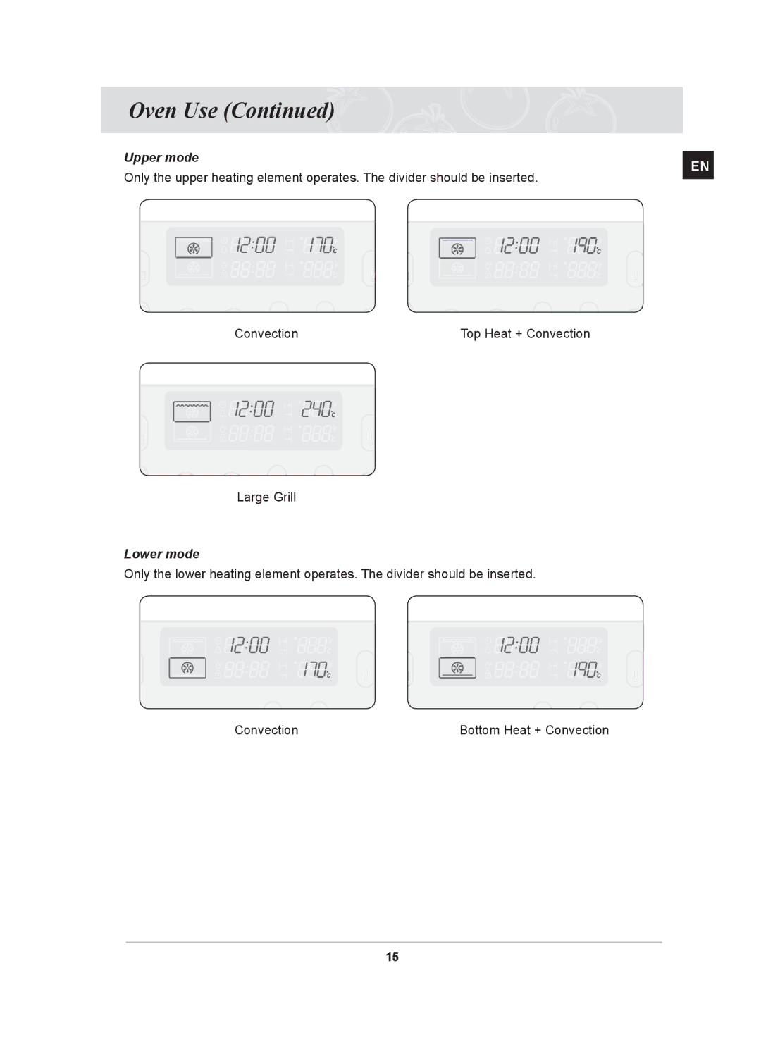 Samsung BT65CDST/FAL, BT65CDST/BOL manual Lower mode 