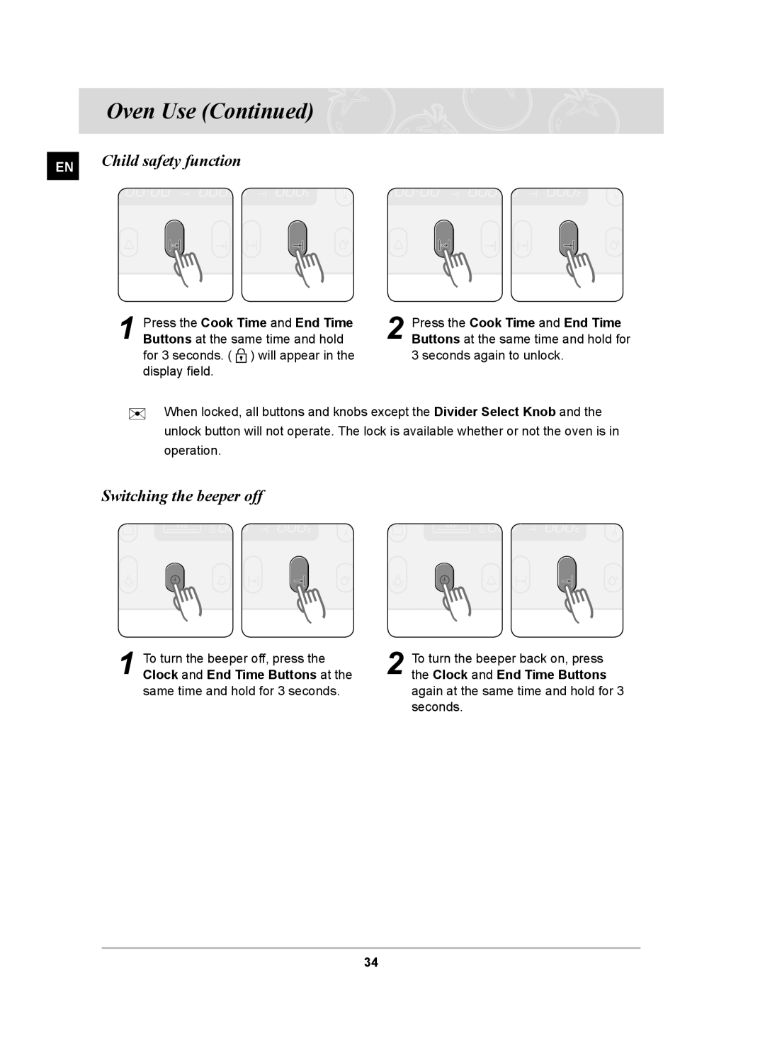 Samsung BT65CDST/BOL manual Child safety function, Switching the beeper off 