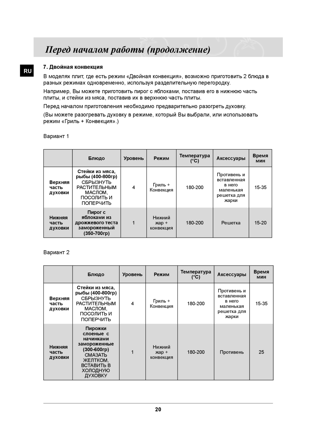 Samsung BT65CDSTR/BWT manual Двойная конвекция, Вариант 