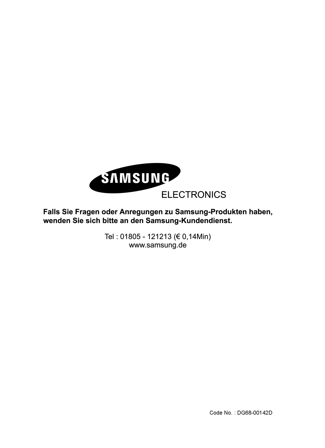 Samsung BT65CDST/XEG, BT65CDSTR/BWT manual Code No. DG68-00142D 