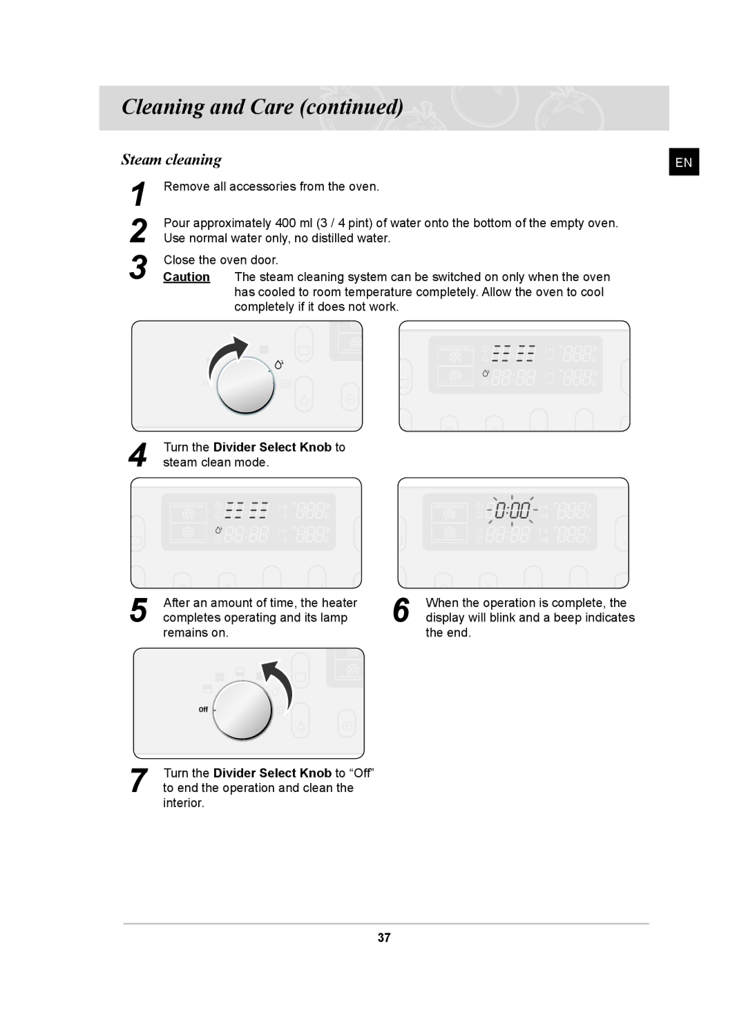 Samsung BT65FQBPST, BT65FQBFST owner manual Steam cleaning 