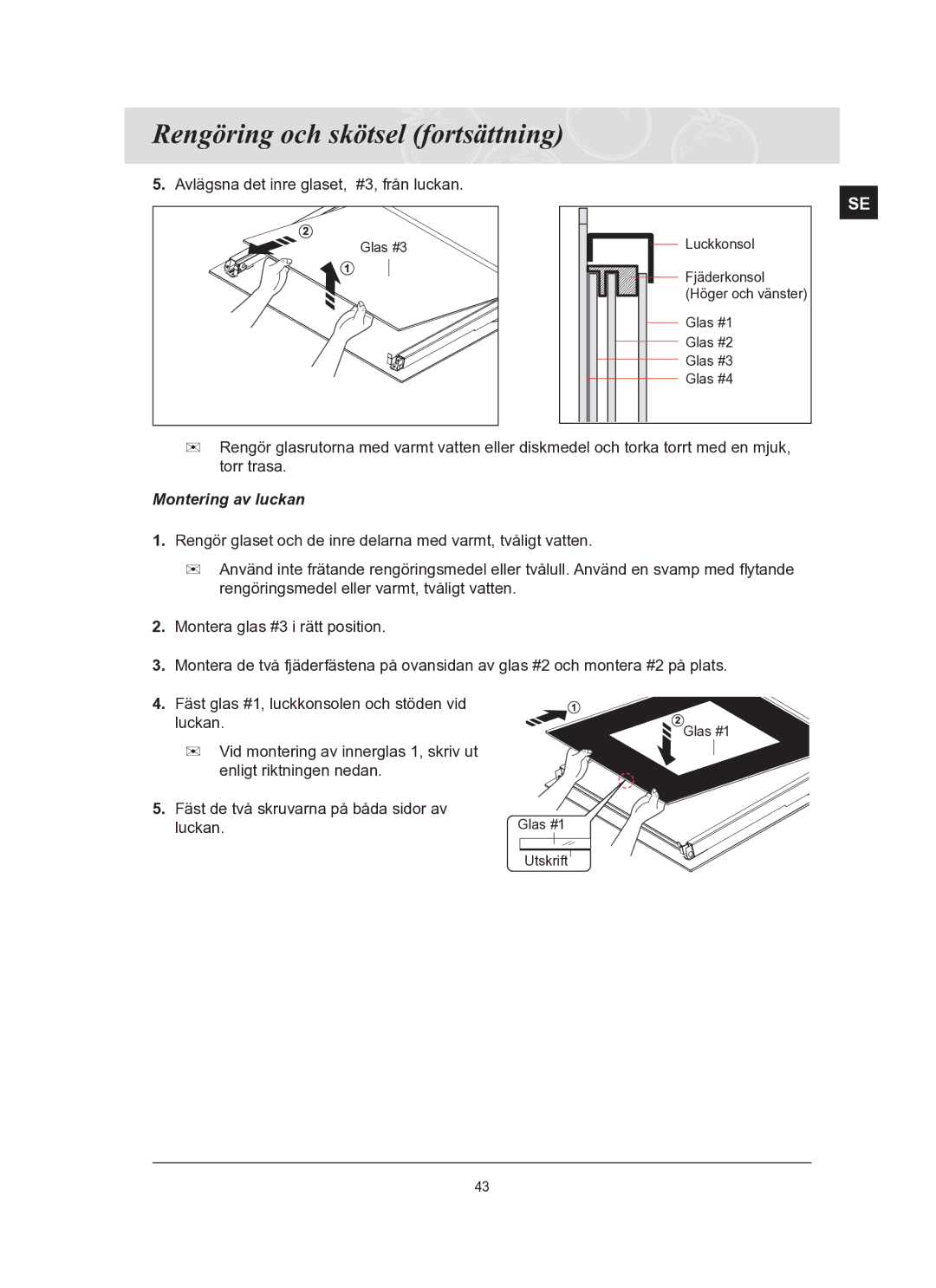 Samsung BT65FQBFST/XEE manual Montering av luckan 