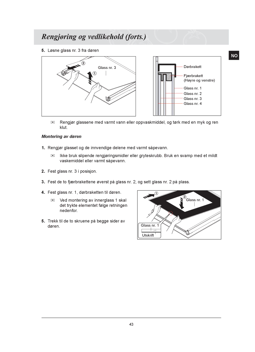 Samsung BT65FQBFST/XEE manual Montering av døren 