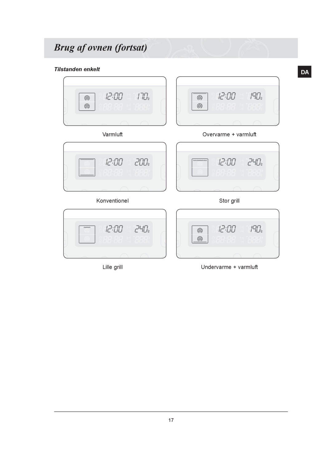 Samsung BT65FQBFST/XEE manual Tilstanden enkelt 