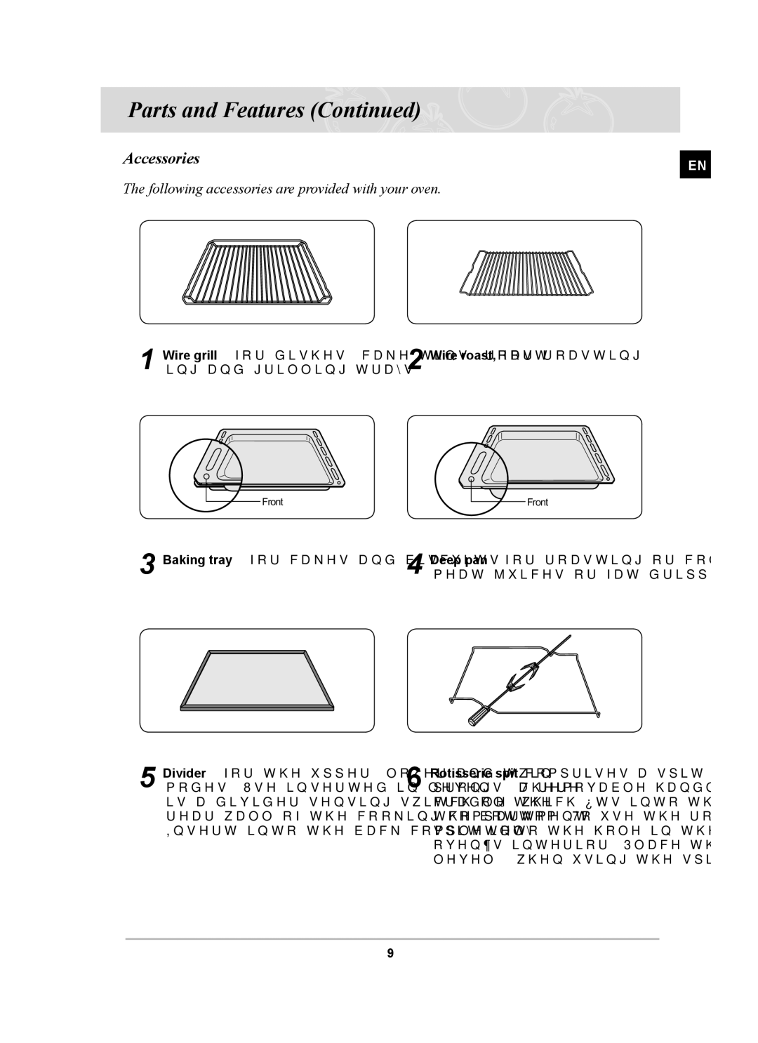 Samsung BT65FQBFST/XEE manual Accessories, Following accessories are provided with your oven 