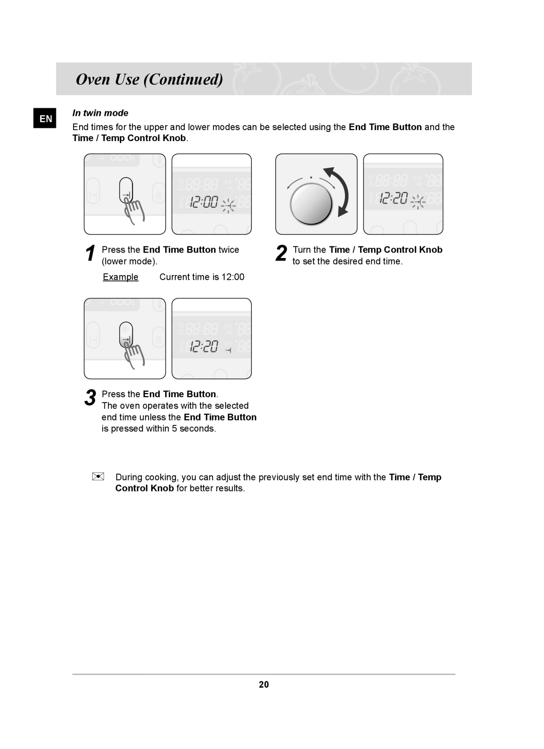 Samsung BT65FQBFST/XEE manual Time / Temp Control Knob 