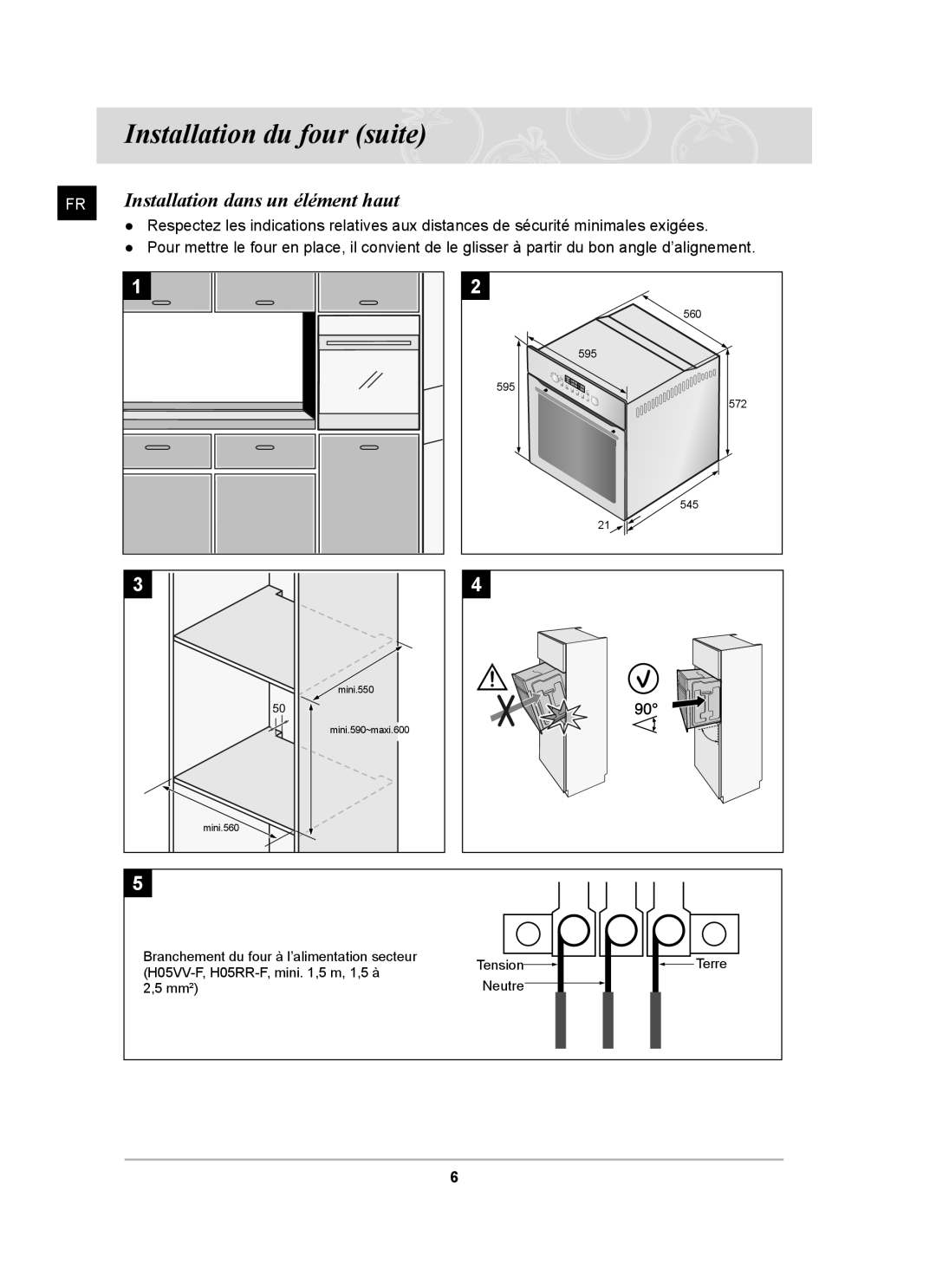 Samsung BT65FQBPST/XEF manual Installation dans un élément haut 