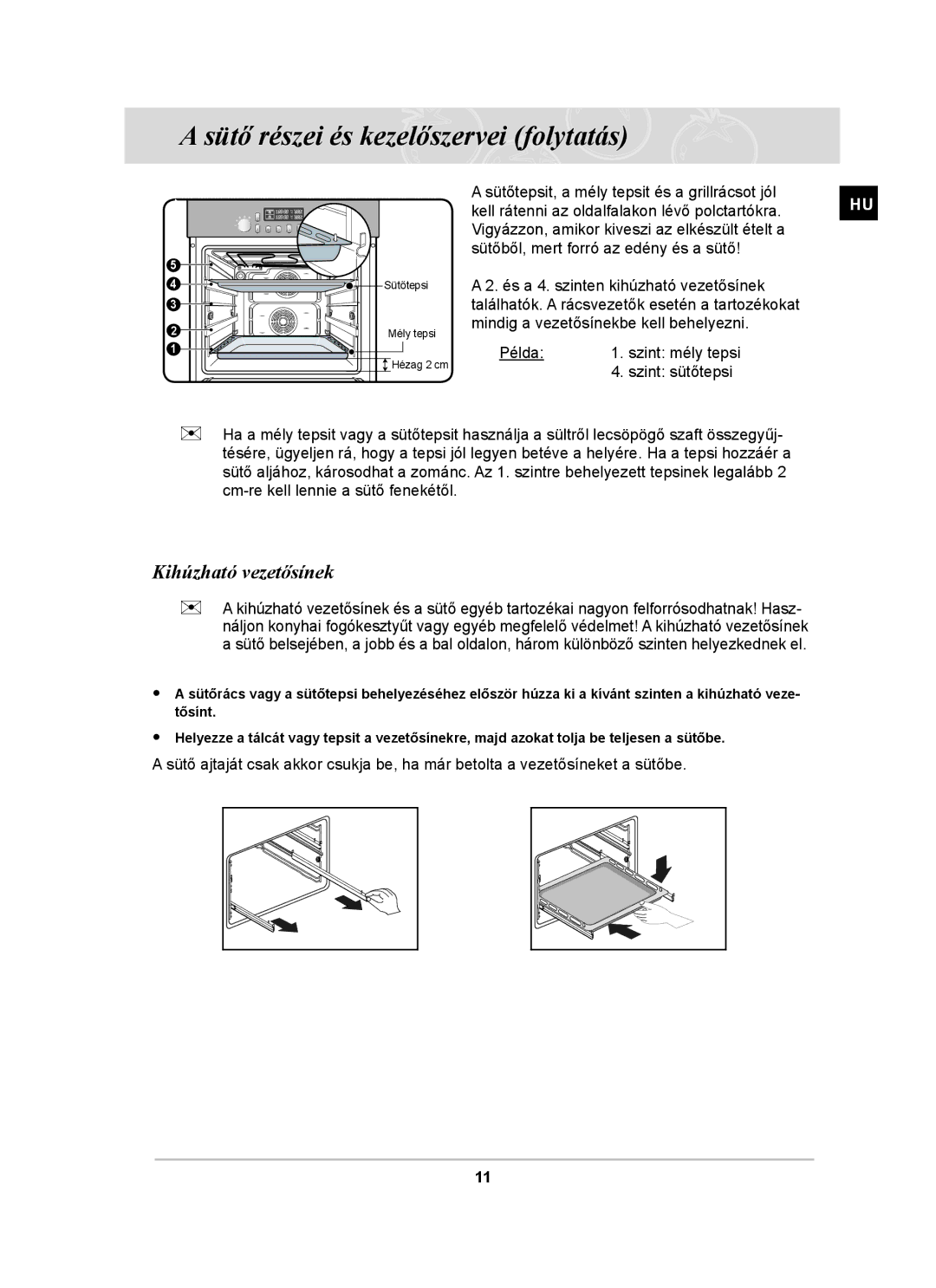 Samsung BT65TDFSTP/XEH, BT65TDFST/XEH manual Kihúzható vezetősínek 