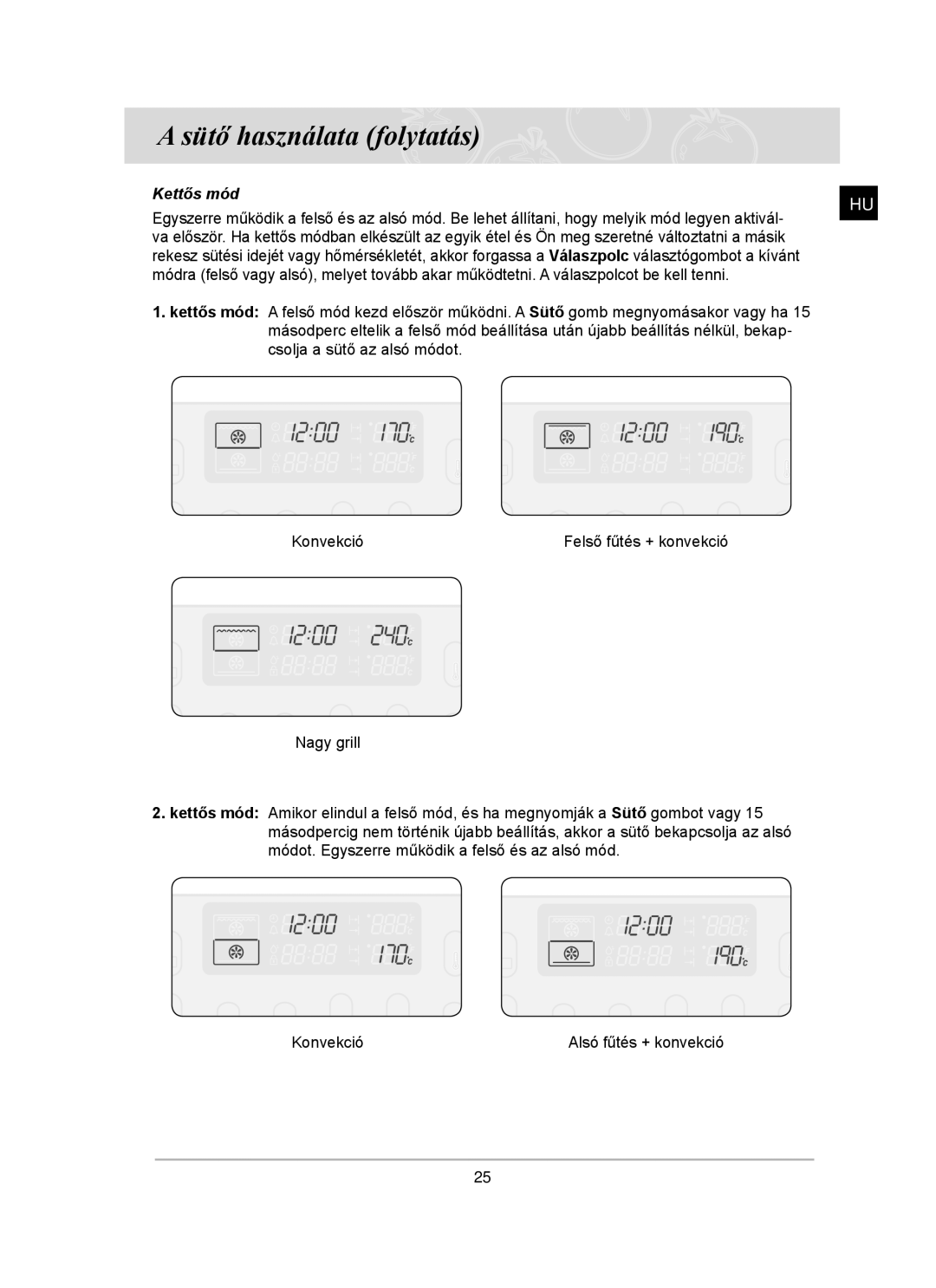 Samsung BT65TDFSTP/XEH, BT65TDFST/XEH manual Kettős mód 