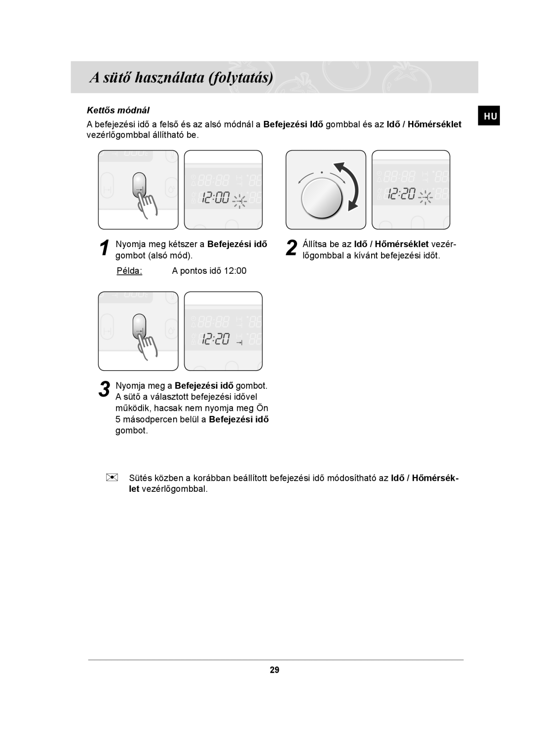 Samsung BT65TDFSTP/XEH, BT65TDFST/XEH manual Vezérlőgombbal állítható be 