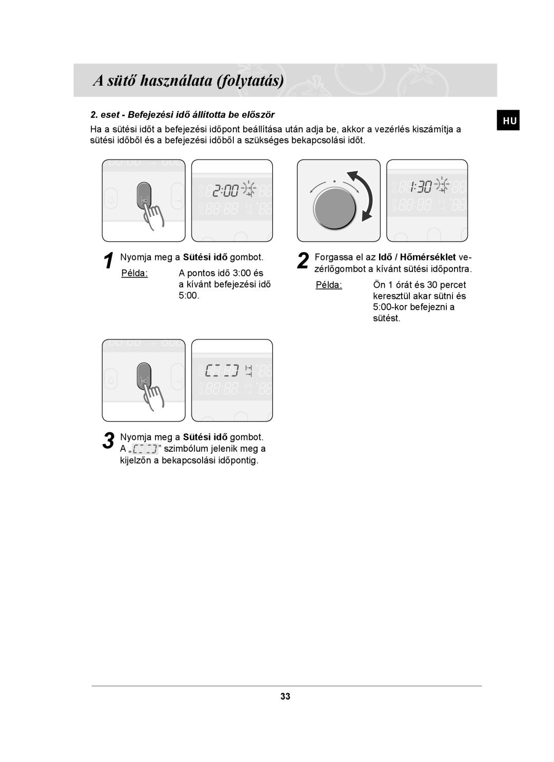 Samsung BT65TDFSTP/XEH, BT65TDFST/XEH manual Eset Befejezési idő állította be először 