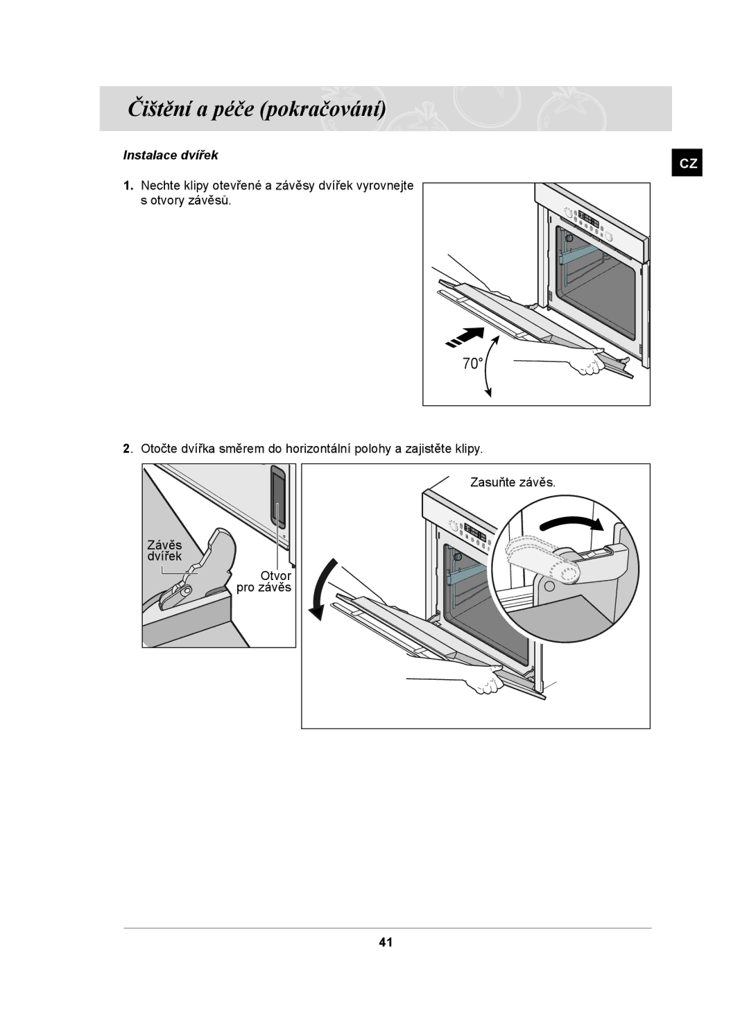 Samsung BT65TDFST/XEH manual Instalace dvířek 