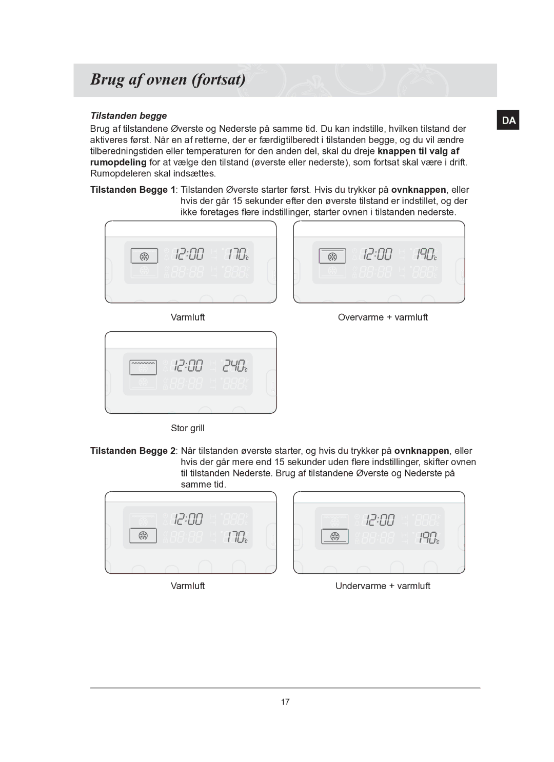 Samsung BT65TQBFST/XEE manual Tilstanden begge 