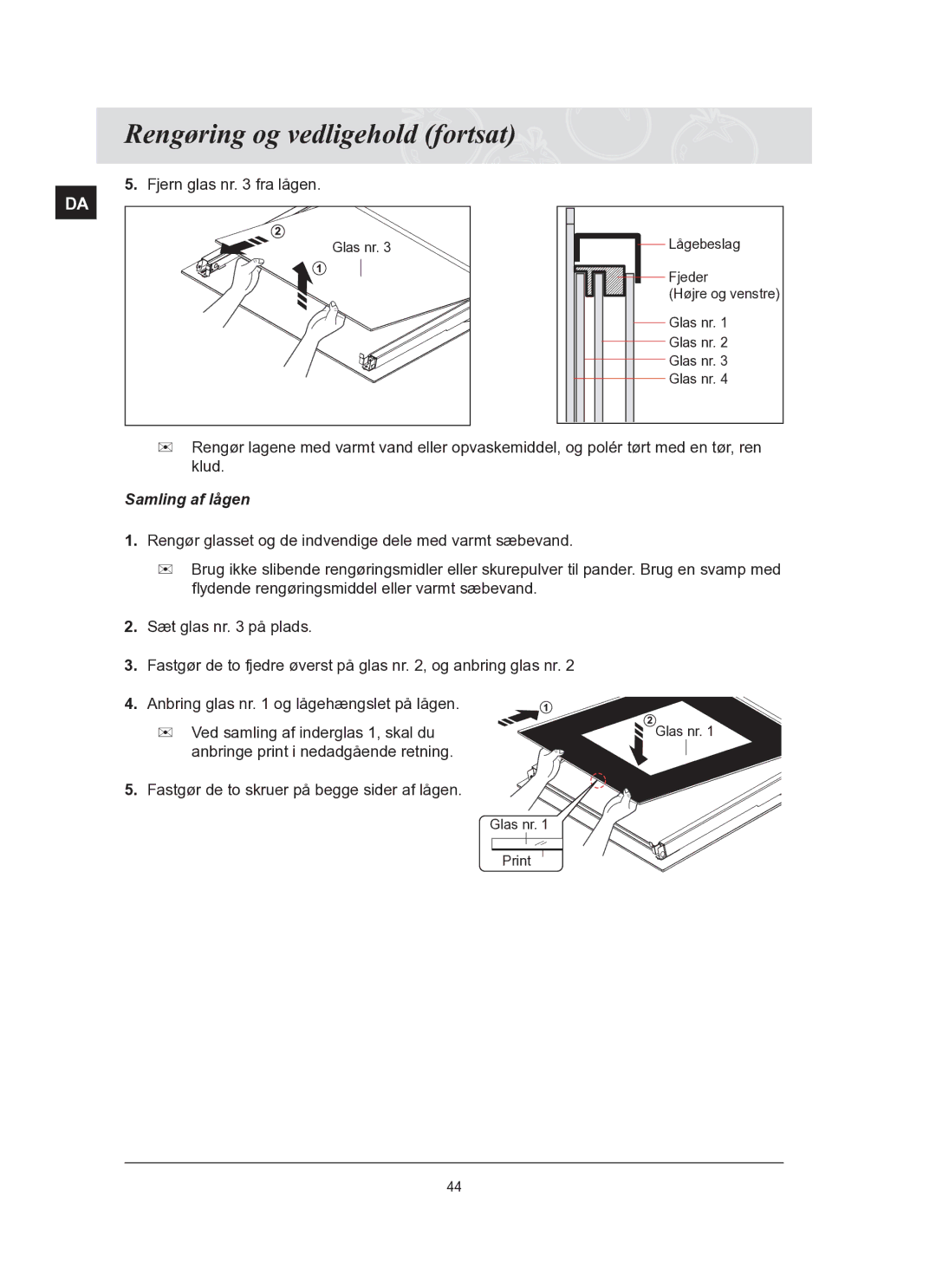 Samsung BT65TQBFST/XEE manual Samling af lågen 