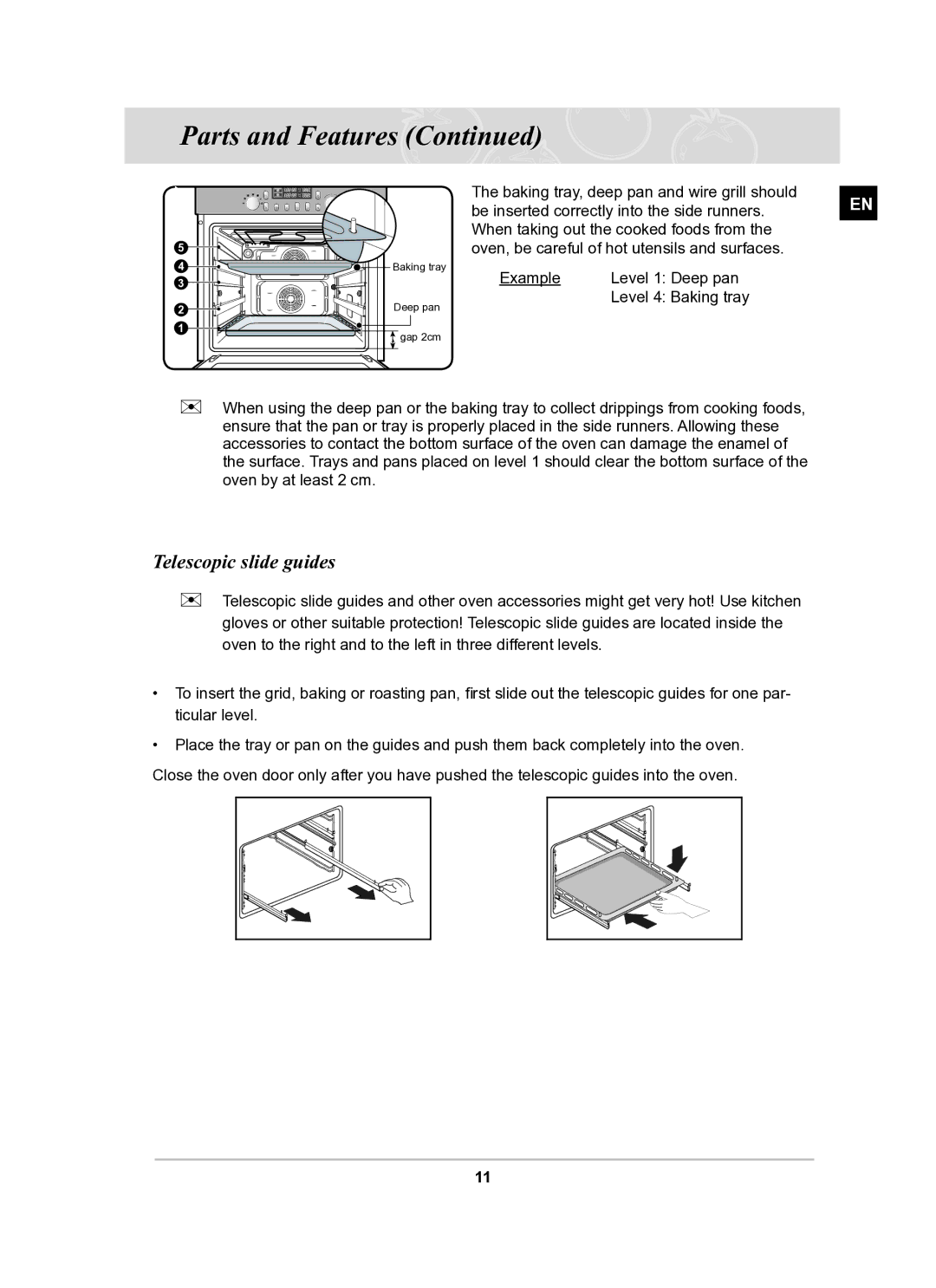 Samsung BT65TQBFST/XEE manual Telescopic slide guides 