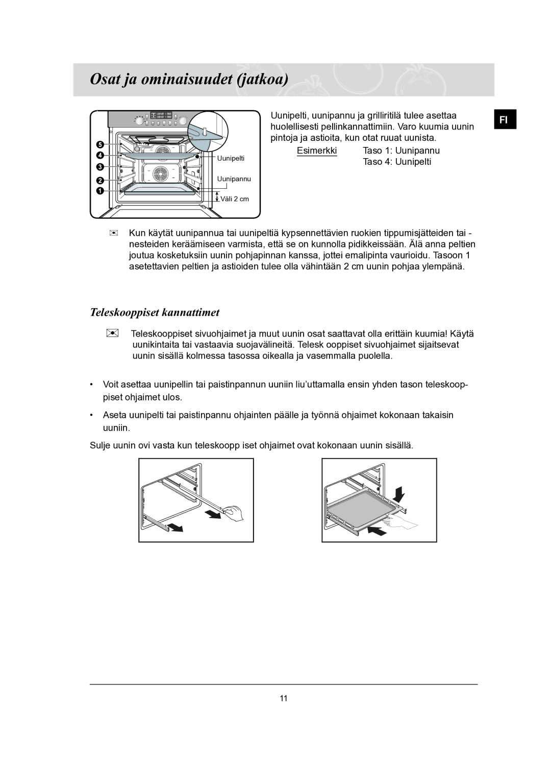 Samsung BT65TQBFST/XEE manual Teleskooppiset kannattimet 